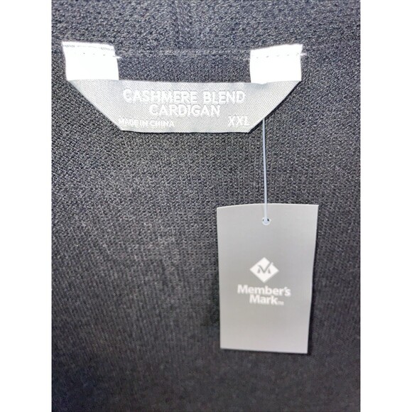 Members Mark Women’s Cashmere Blend Cardigan Sz 2XL Black Open Front Relaxed NWT - Picture 2 of 12